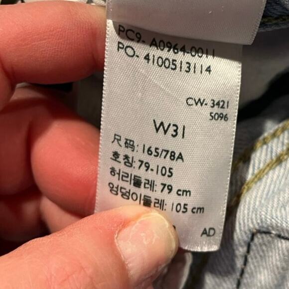 Levi's Low Pro Straight Jeans Mid-Rise Distressed Denim Light Wash Blue Size 31 - Picture 9 of 13